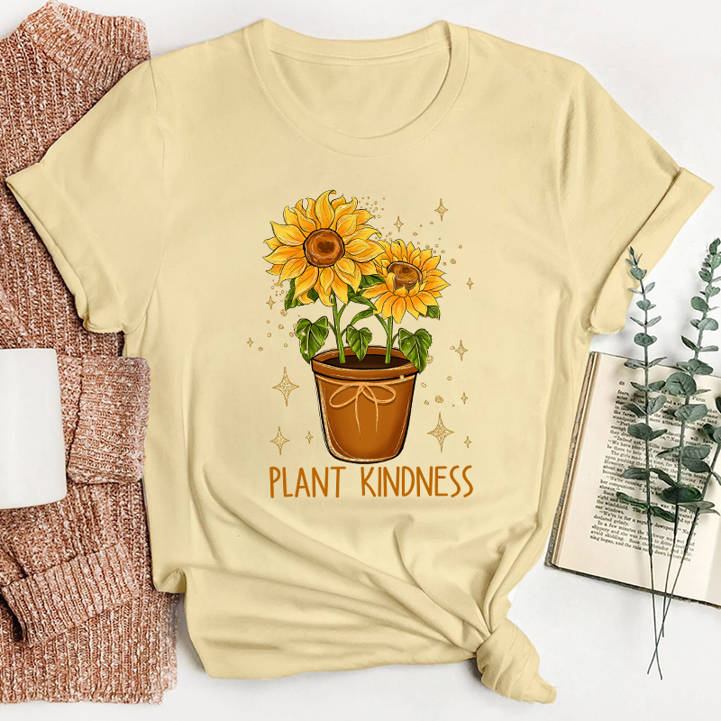 Plant Kindness Sunflower Teacher T-Shirt