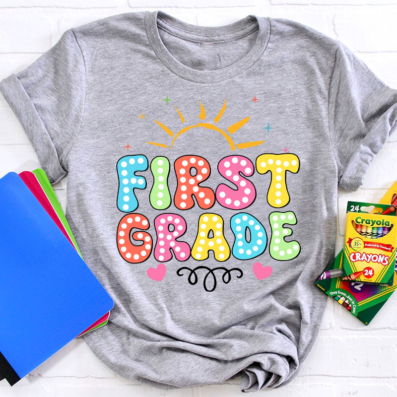 Personalized Neon Light And Sunshine Hello My Grade Teacher T-Shirt