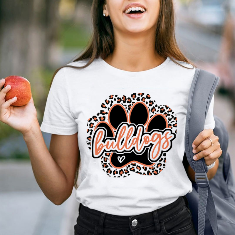 Personalized Leopard Print Stroke Mascot Icon Teacher T-Shirt