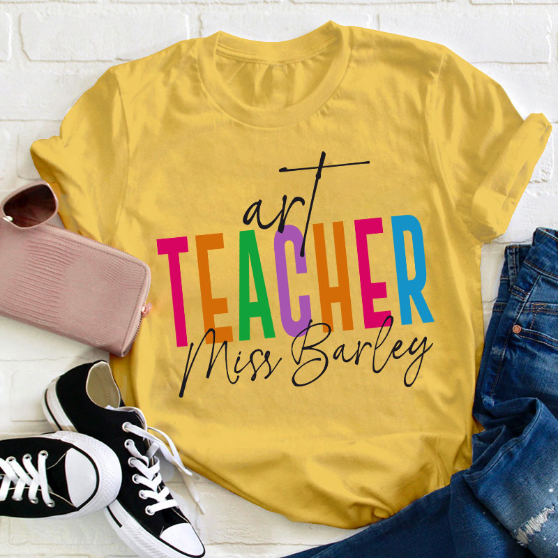 Personalized Teacher's Name Colorful Tie Dye Teacher T-Shirt