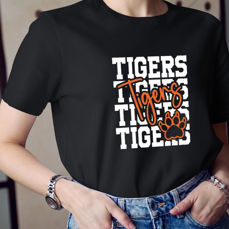 Personalized School Mascot Double Layer Design Cute Icon Teacher T-Shirt