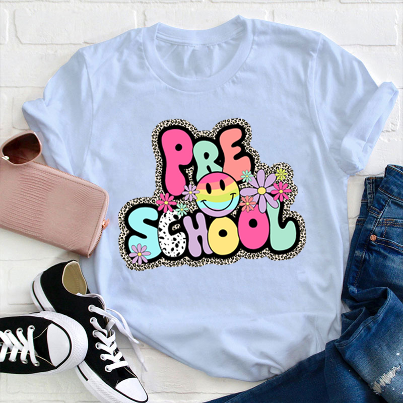 Personalized Round Bubble Colorful Letters Teacher T-Shirt