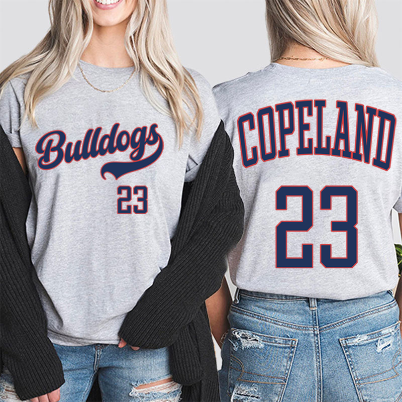 Personalized  Mascot And Your Number Simple Font Design Teacher Two Sided T-Shirt