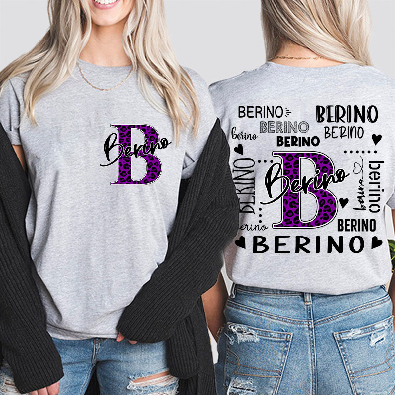 Personalized Leopard School Mascot Teacher Two Sided T-Shirt