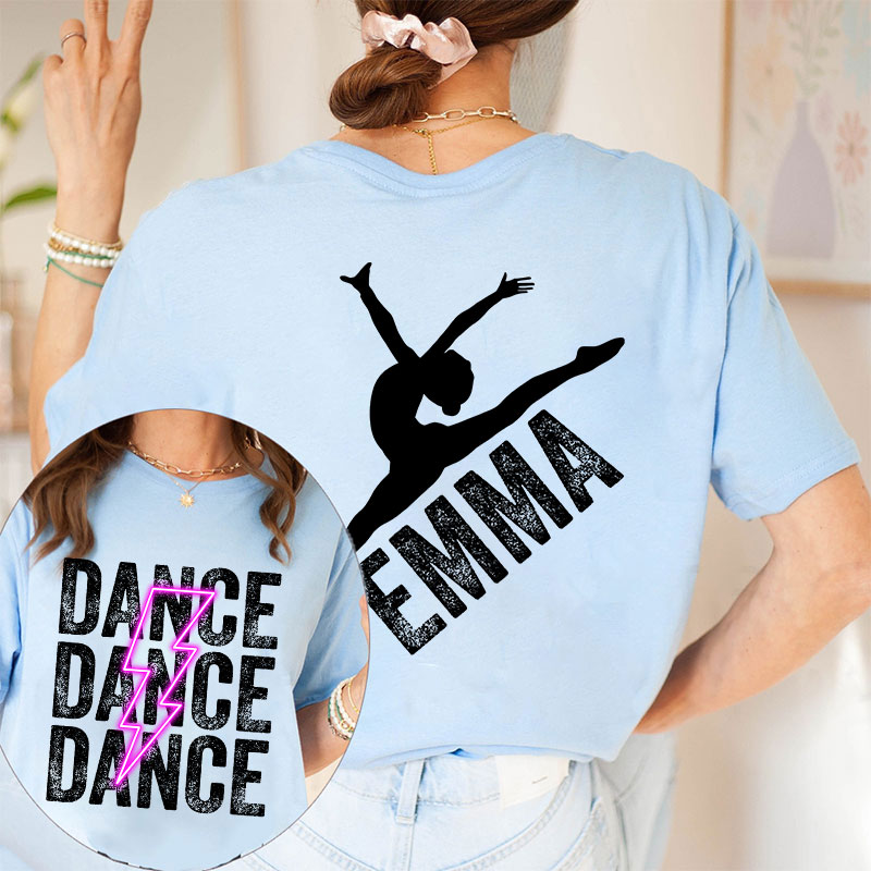 Personalized Pink Lighting Dance Teacher Two Sided T-Shirt