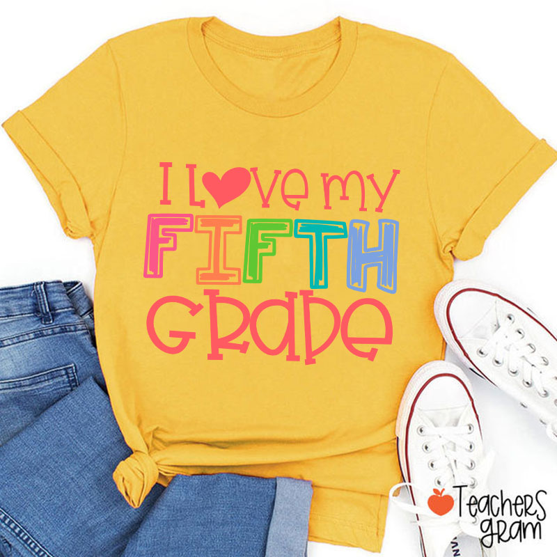 Personalized I Love My Little Kiddo Grade Teacher T-Shirt