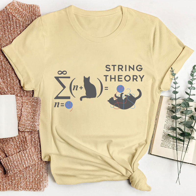 String Theory Cat Playing With Yarn Teacher T-Shirt