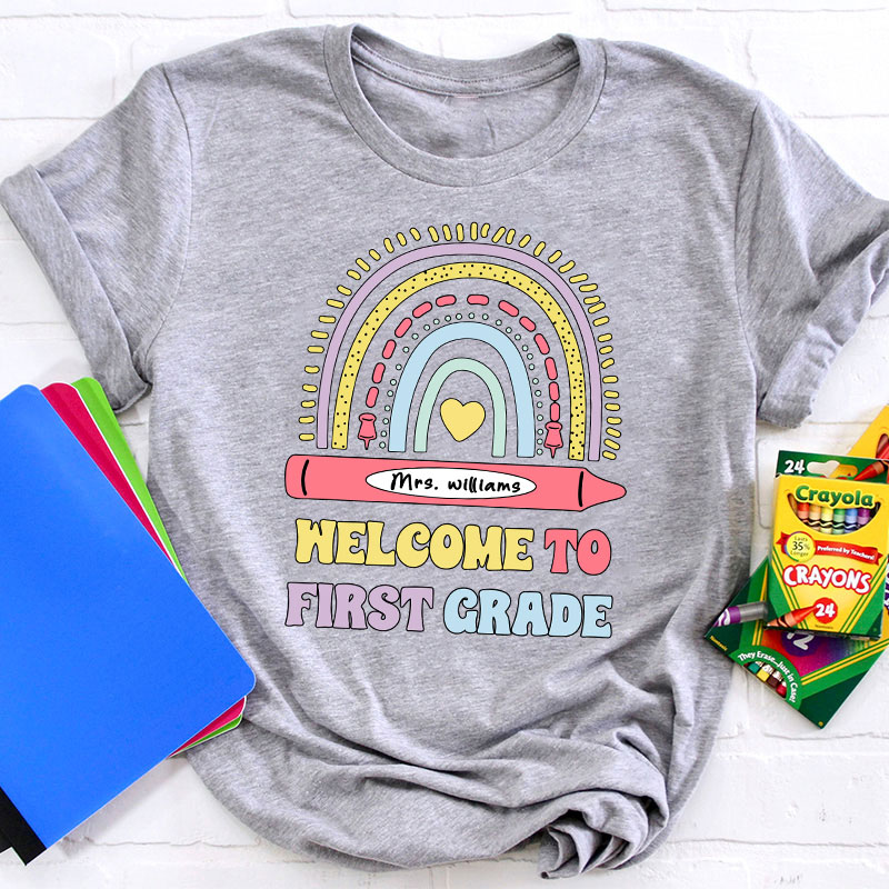 Personalized Cute Rainbow Teacher T-Shirt