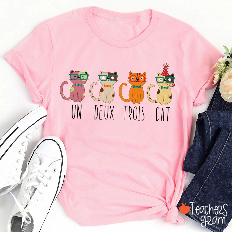 Un Deux Trois Funny Cat French Teacher T-Shirt