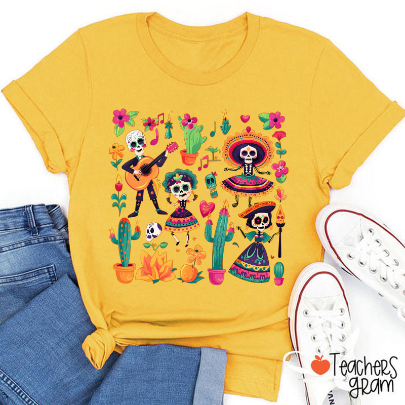 Day Of The Dead Floral Spanish Teacher T-Shirt