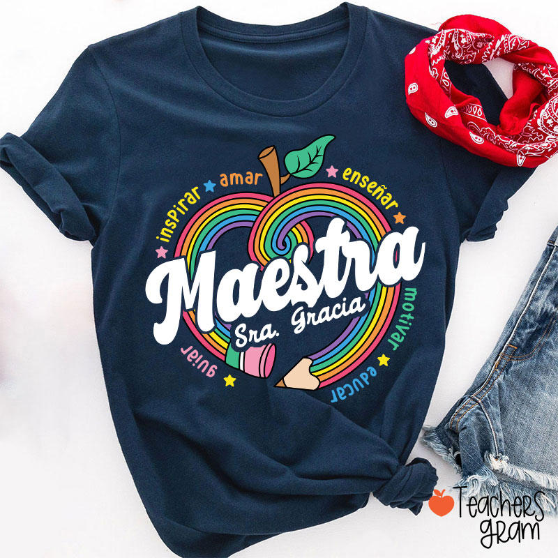Personalized Inspirar Amar Maestra Spanish Teacher T-Shirt