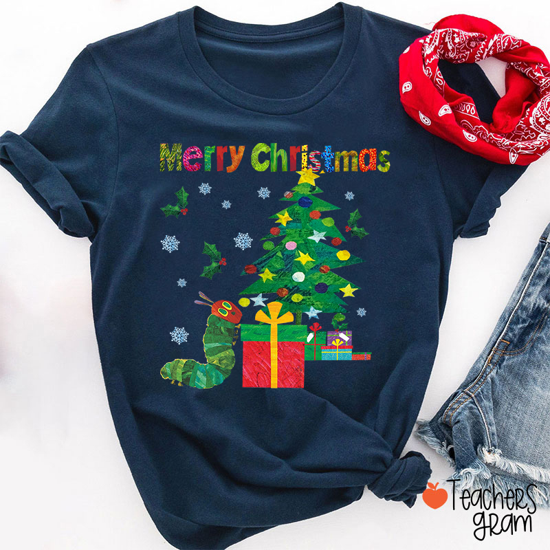 Very Hungry Caterpillar Merry Christmas Teacher T-Shirt