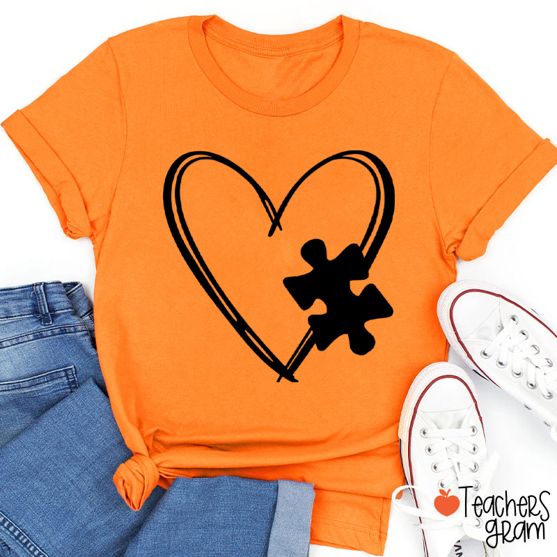 Love Autism Puzzle Teacher T-Shirt