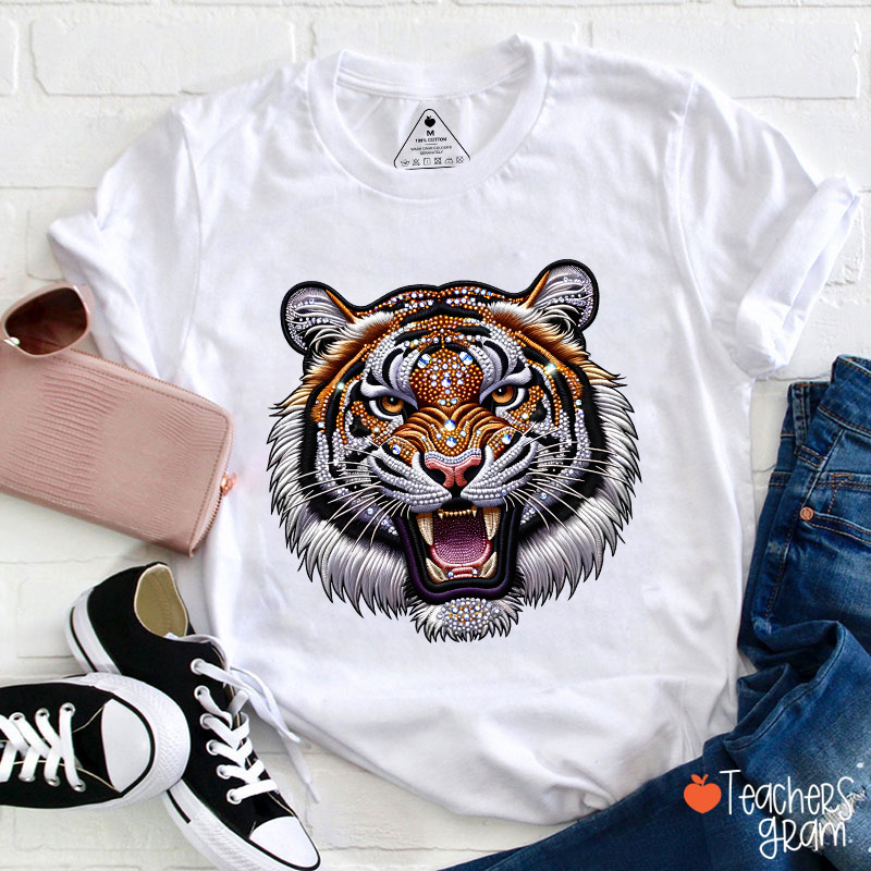 Personalized Mascot Sparkly Diamond School Spirit Teacher T-Shirt