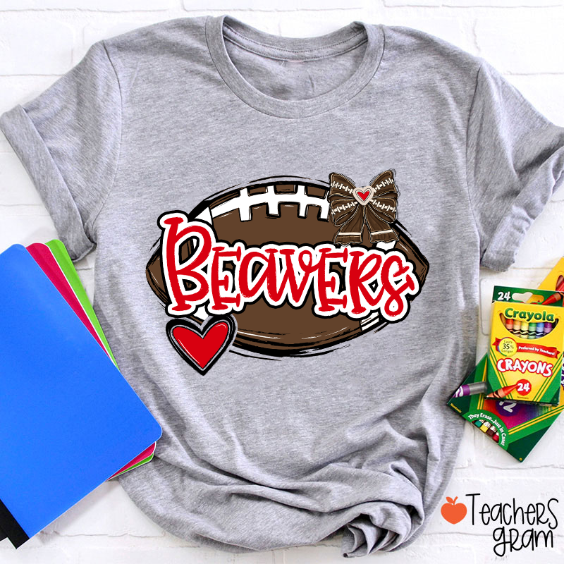 Personalized Mascot And Sport Love Heart Bow School Spirit Teacher T-Shirt