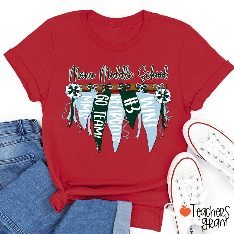 Personalized Mascot Pennant Banner Flag Teacher T-Shirt