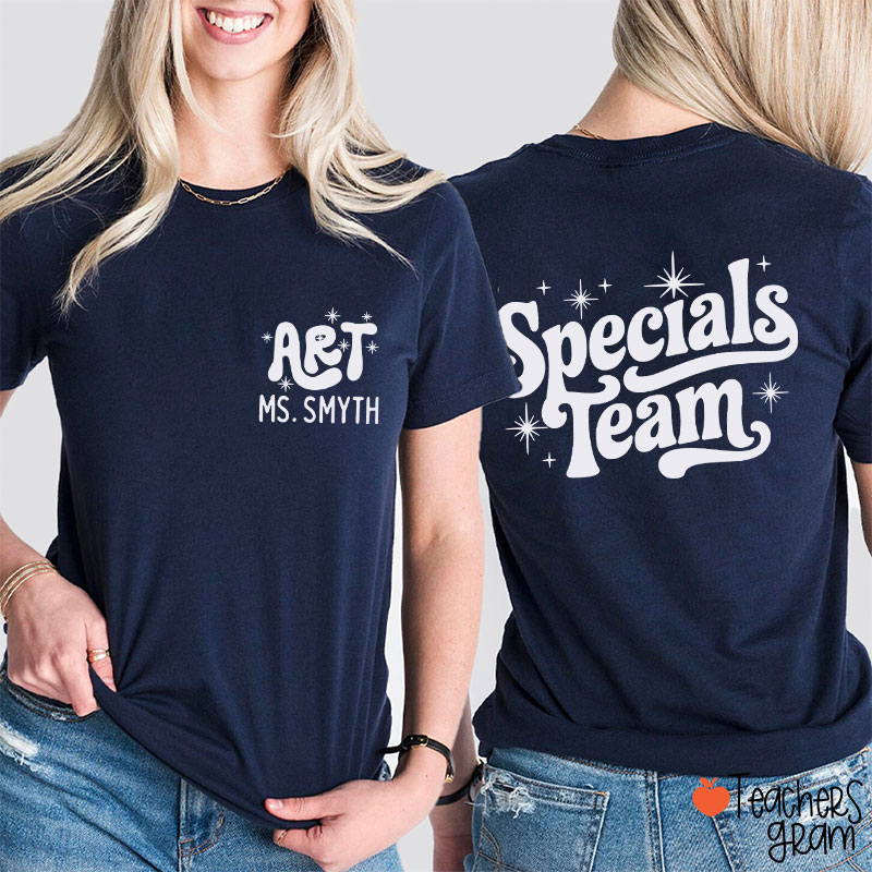 Personalized Suject And Name Specials Team Teacher Two Sided T-Shirt