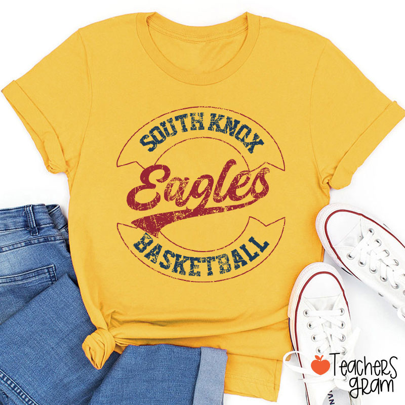 Personalized Mascot And School Name Distressed Retro School Spirit Teacher T-Shirt
