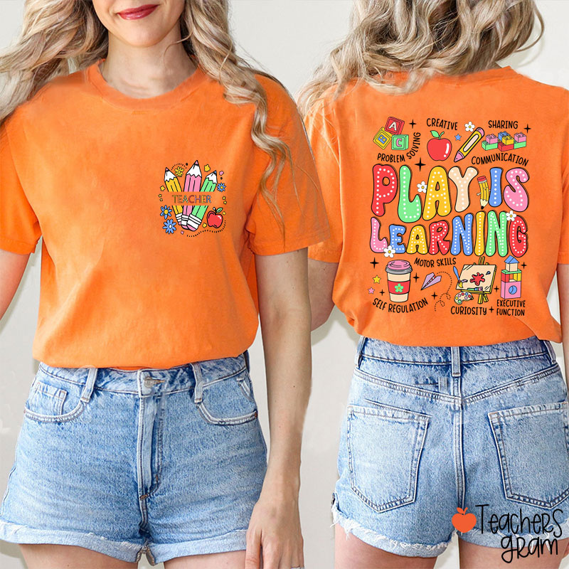 Personalized Text Play Is Learning Teacher Two Sided T-Shirt