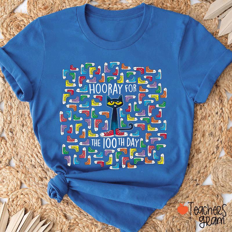 Shoes Cat Hooray For 100 Days Teacher T-Shirt