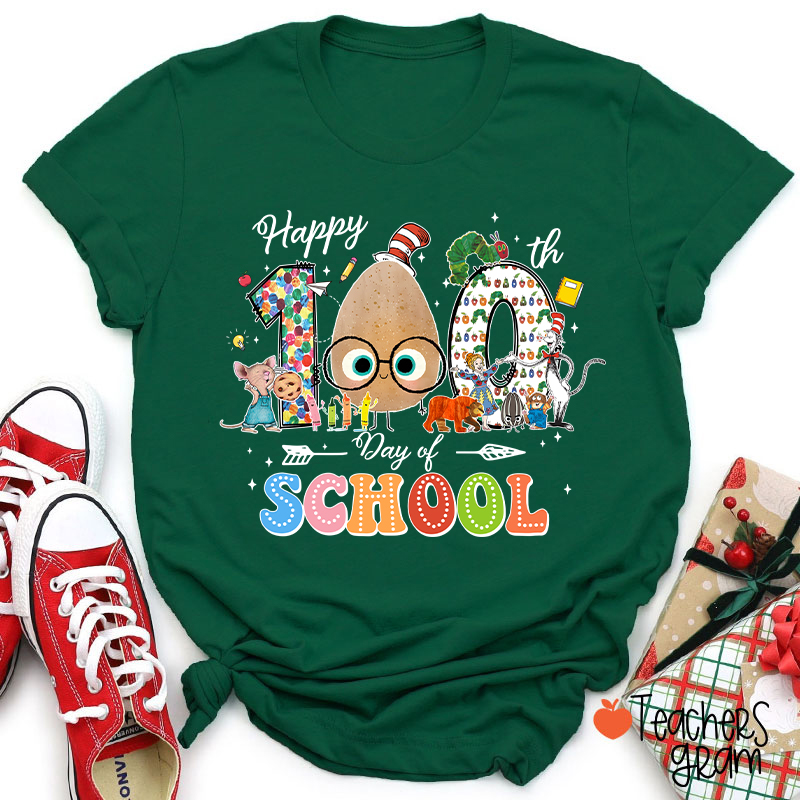 Children's Books Happy 100 Days Of School Teacher T-Shirt