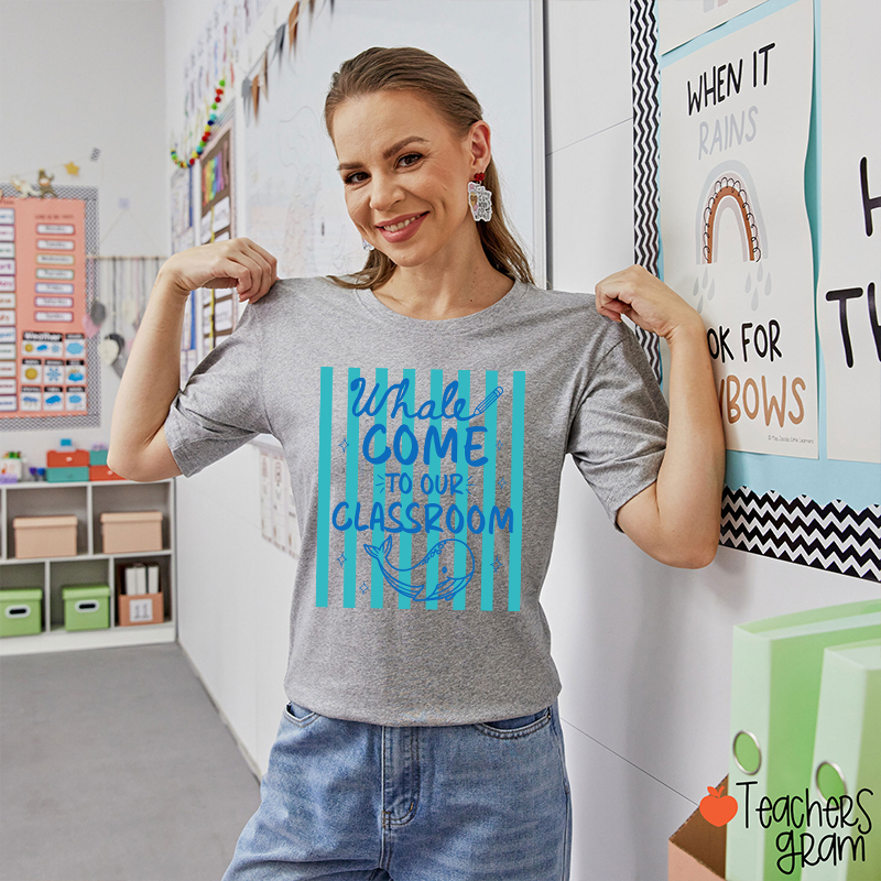 Personalized Missed Your Smile Crocodile Pink Stripe Teacher T-Shirt