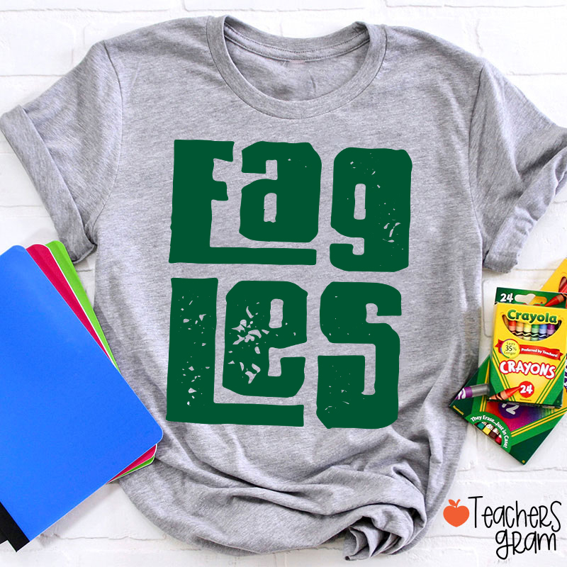 Personalized Distressed Bold Mascot Text Teacher T‑Shirt