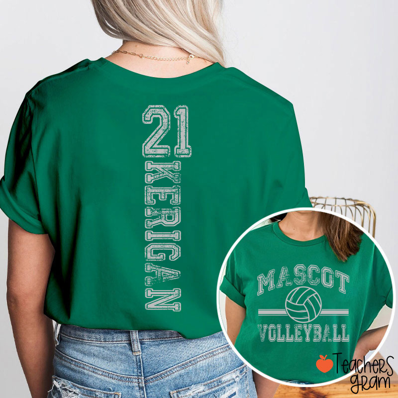 Personalized Mascot Vintage Sport Theme Teacher Two Sided T-Shirt