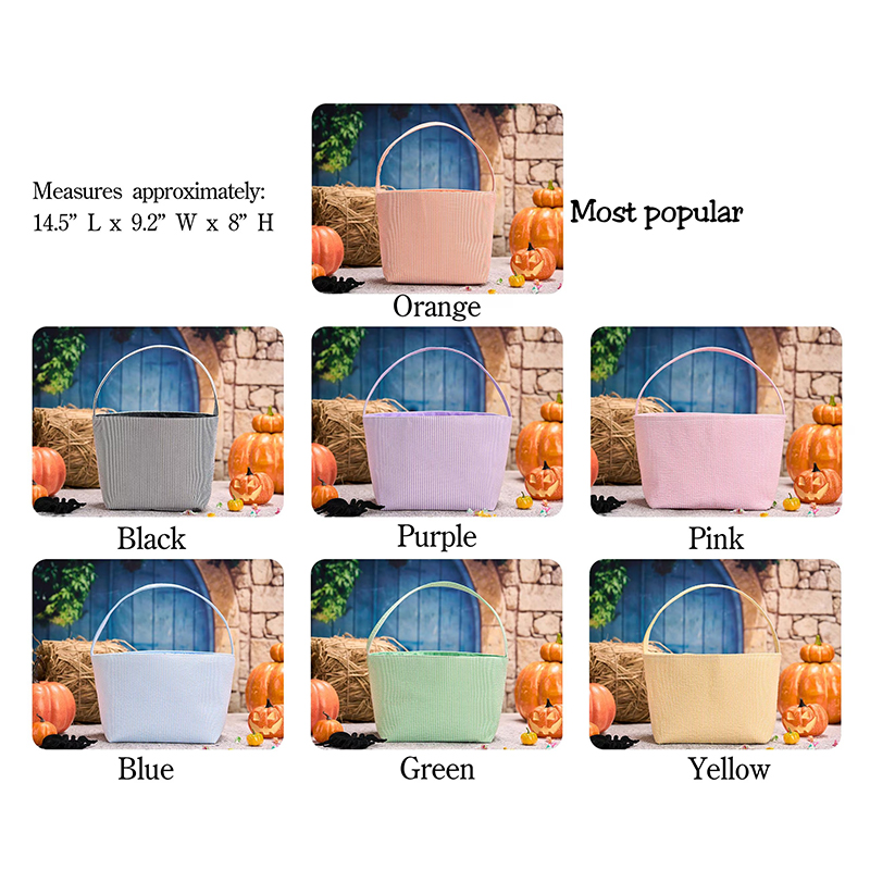 Personalized Embroidered Seersucker Easter Teacher Basket