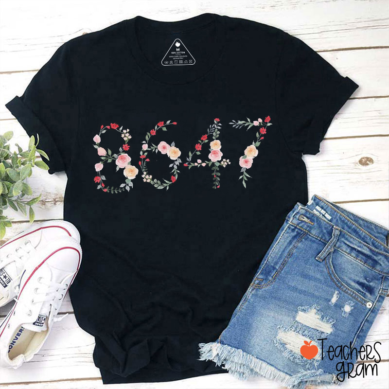 Comfort Colors Floral 8647 Teacher T-Shirt