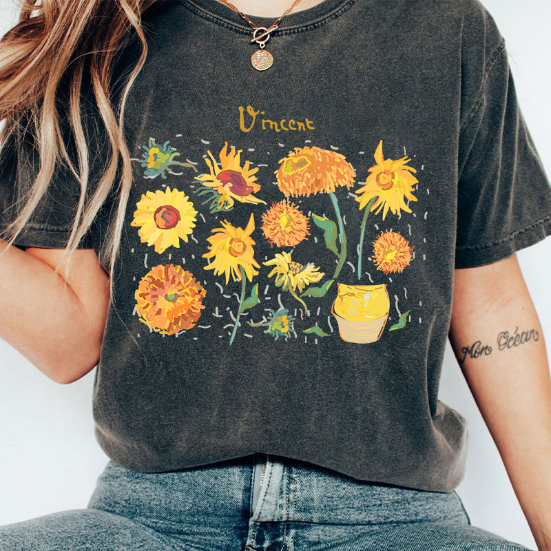 Vincent Sunflower Teacher Washed T-Shirt