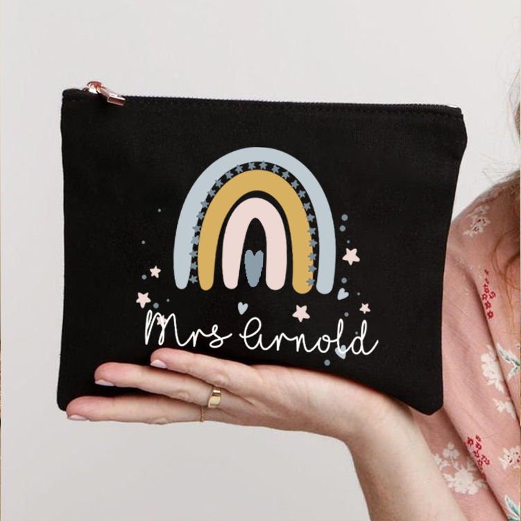 Personalized Rainbow Star Teacher Makeup Bag