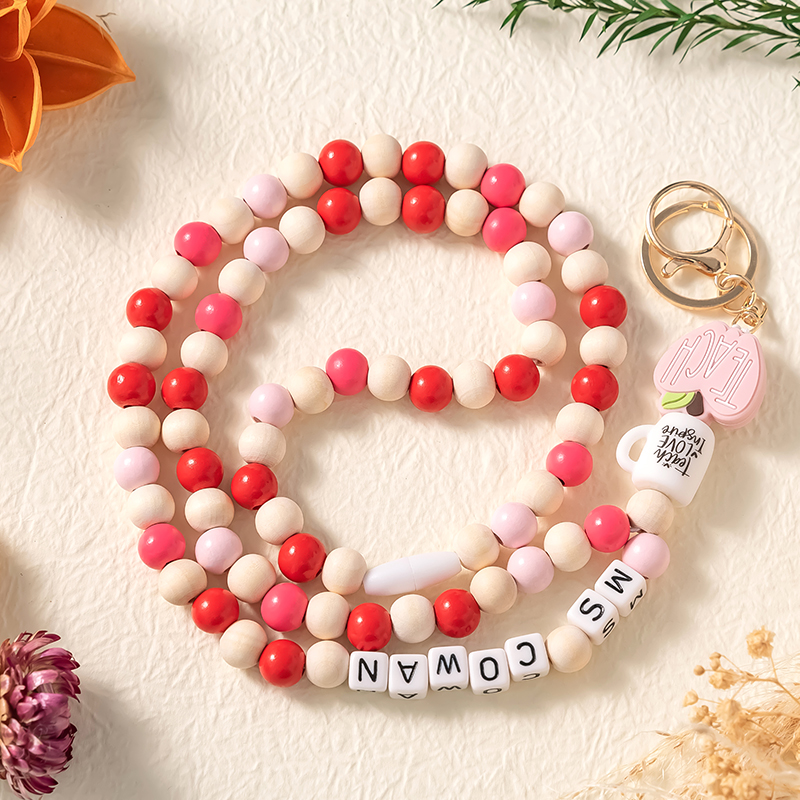 Personalized Apple Water Cup Teacher Lanyard