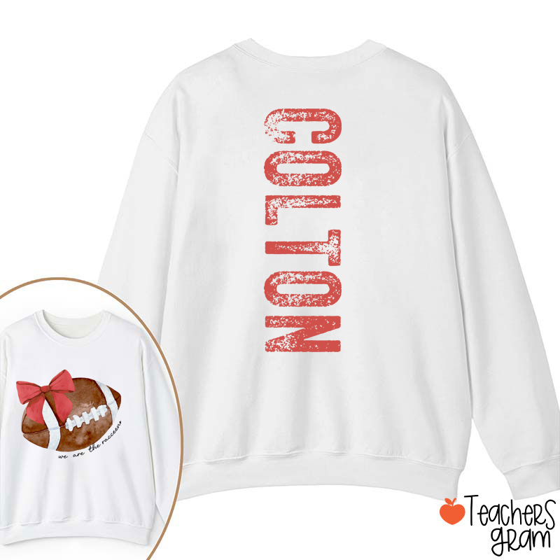 Personalized Mascot And Sport Coquette Bow Teacher Two Sided Sweatshirt