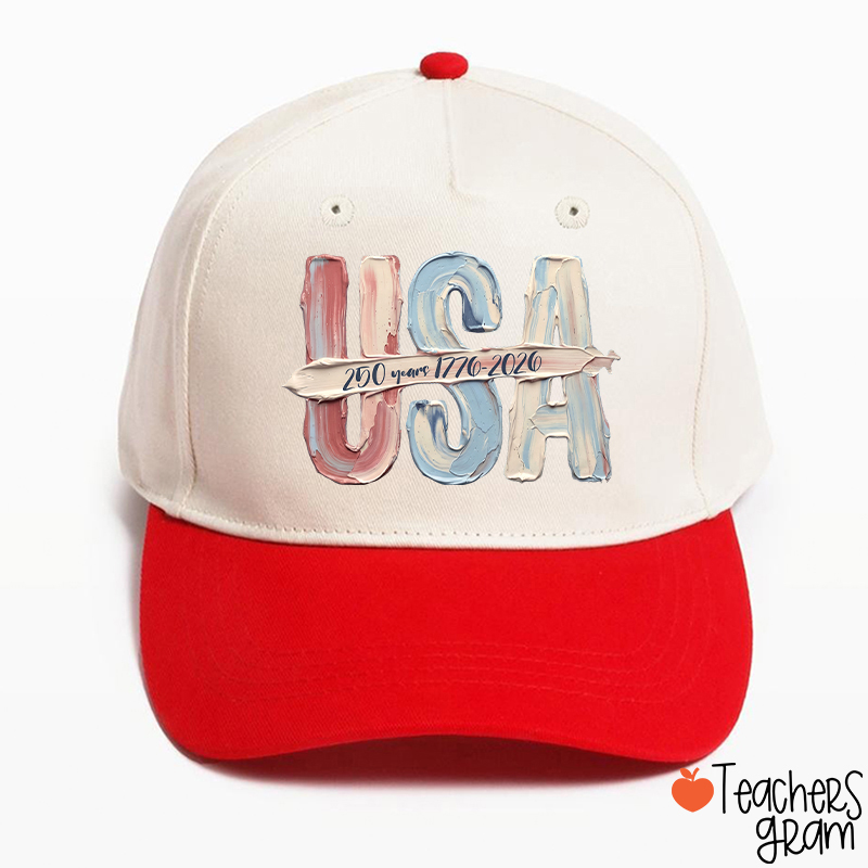 Watercolor USA 250 Years Teacher Baseball Cap