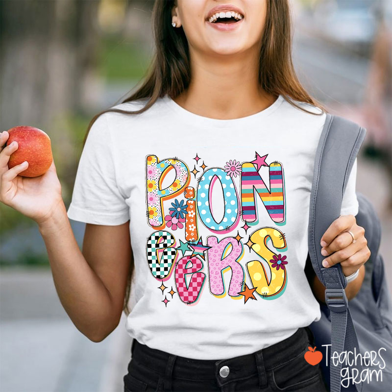 Personalized Mascot Colorful Letter School Spirit Graphic Teacher T-Shirt