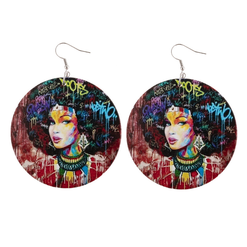 African Print Teacher Wooden Earrings