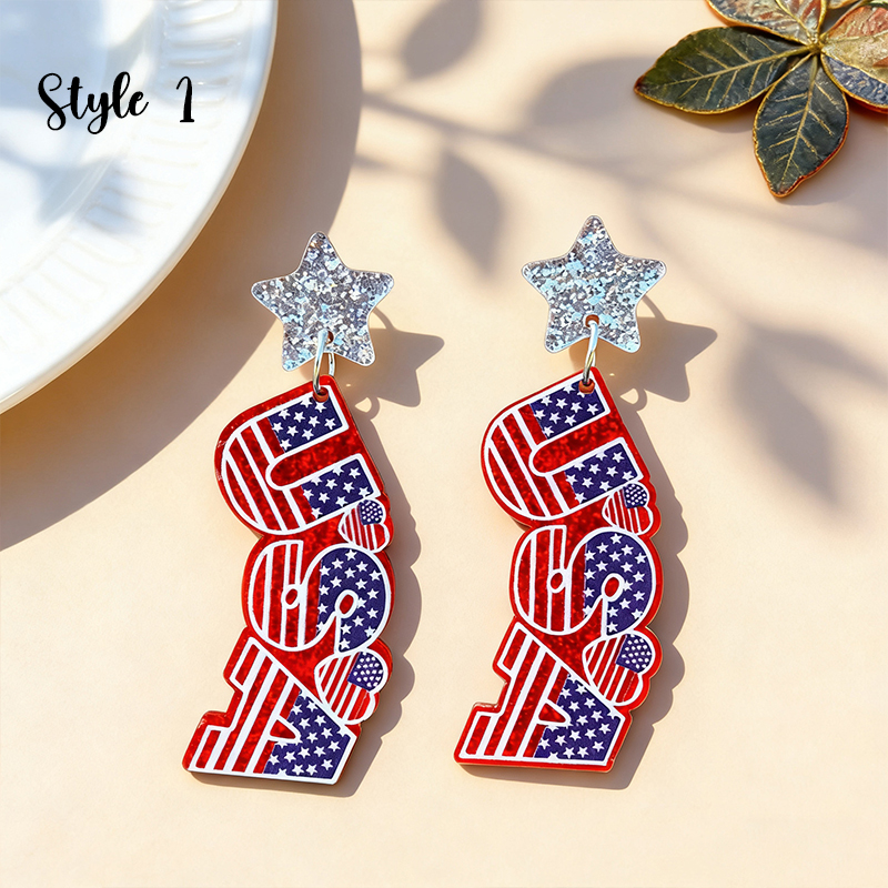 American Independence Day Teacher Acrylic Earrings