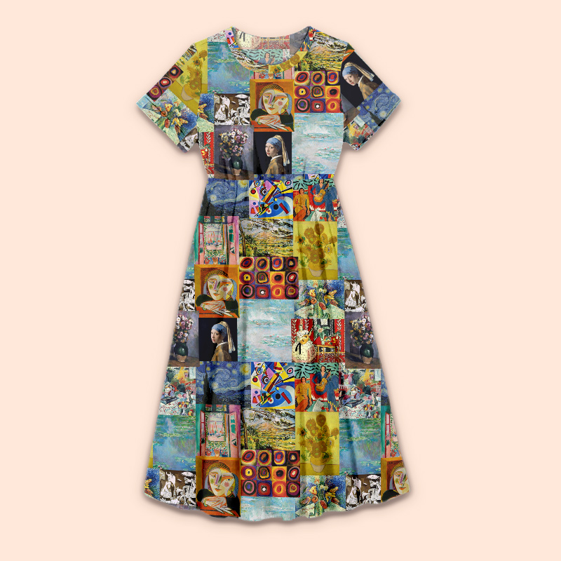 Falling Into The Ocean Of Art Teacher Printed One Piece Dress