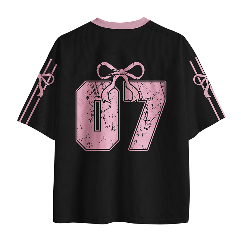 Personalized Name Pink Bow Teacher Mesh Jersey