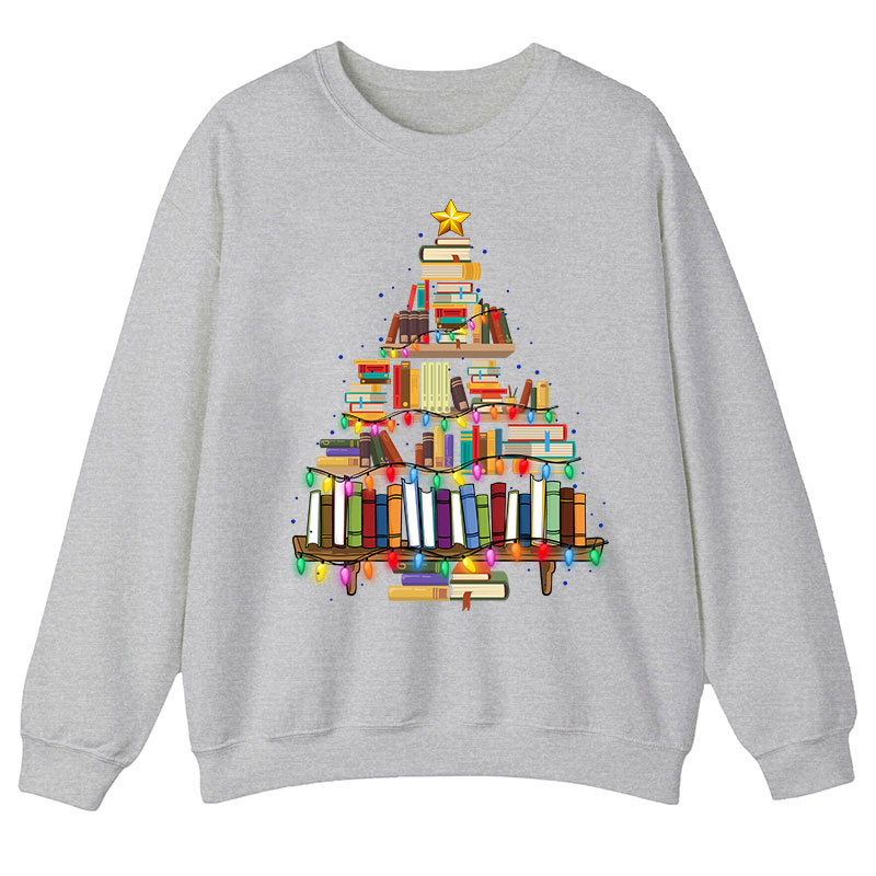 Book Christmas Tree Teacher Sweatshirt