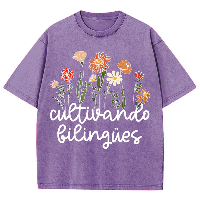 Cultivando Bilingues Spanish Teacher Washed T-Shirt