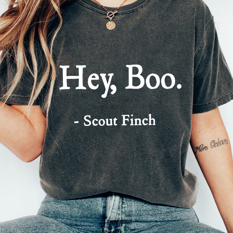 Hey Boo Teacher Washed T-Shirt