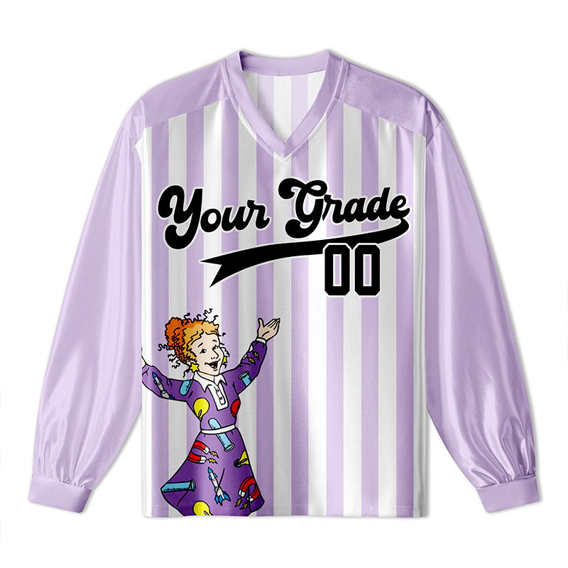 Personalized Team Name And Number Cartoon Girl Teacher Long Sleeve Jersey