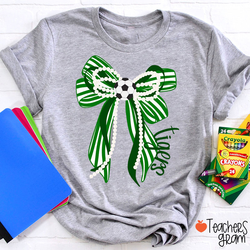 Personalized Mascot Coquette Bow Teacher T-Shirt