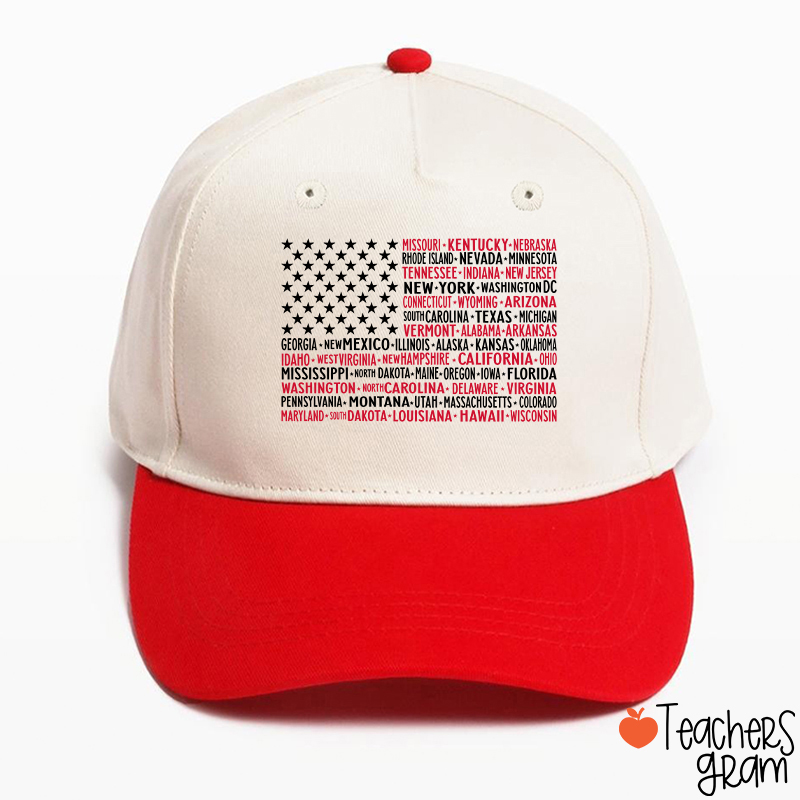 Vintage American Flag 4th Of July Teacher Baseball Cap