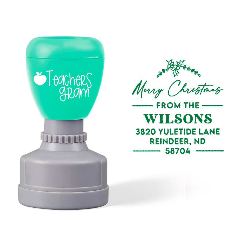 Personalized Address Merry Christmas Teacher Stamp