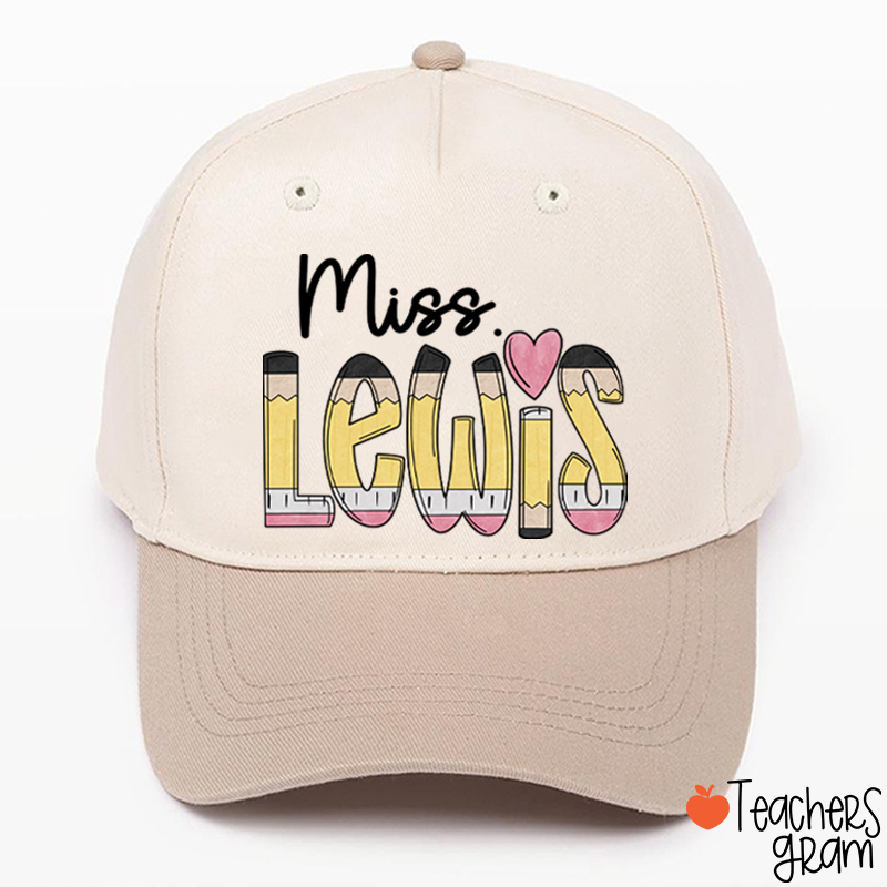 Personalized Pencil Name Teacher Baseball Cap