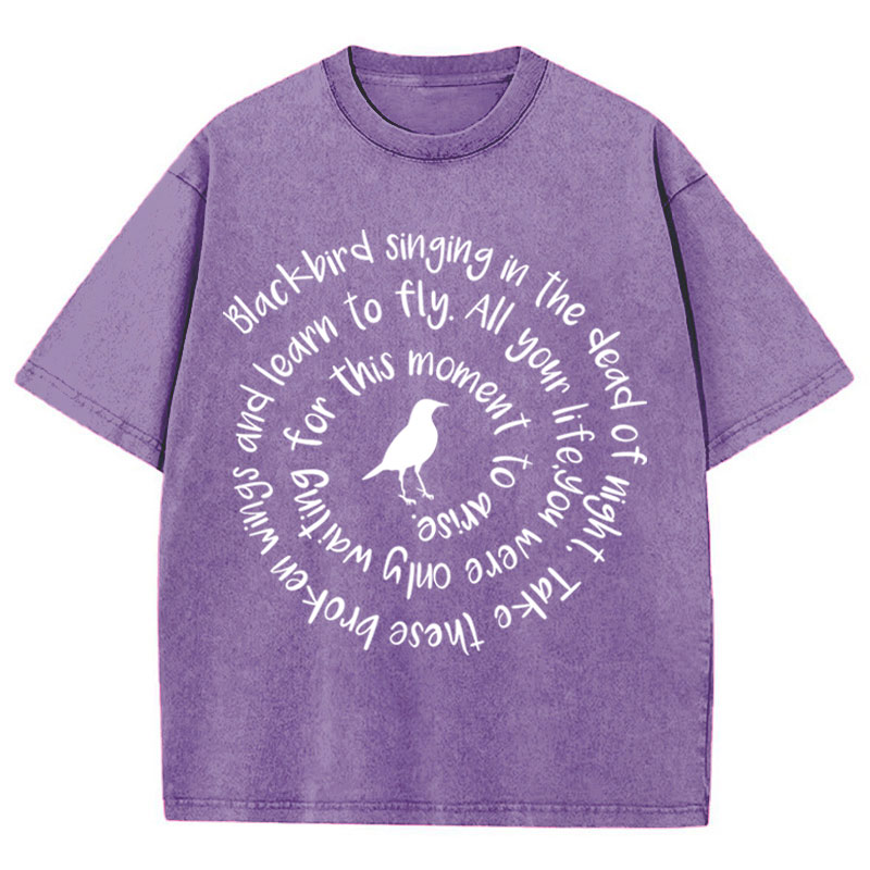 Blackbird Singing In The Dead Of Night Teacher Washed T-Shirt