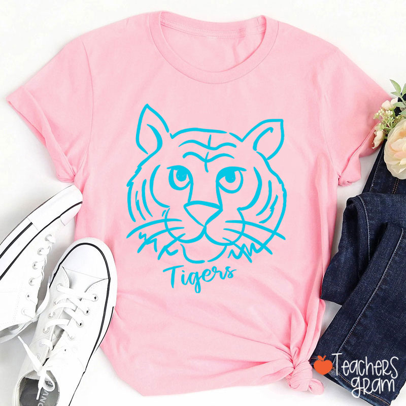 Personalized Mascot Cute Simple Line Drawing Teacher T-Shirt